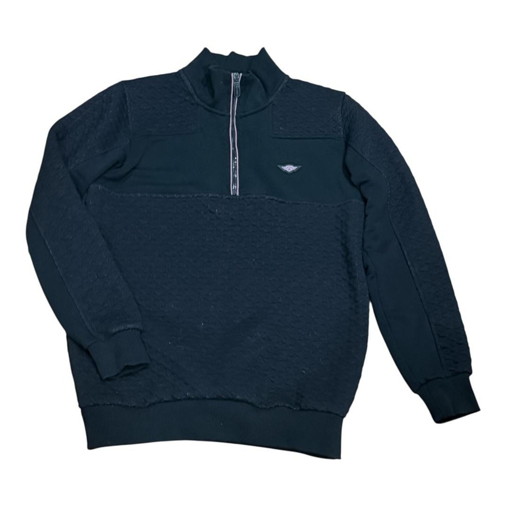 Gabbiano Pullover Sweatshirt Medium Black Quilted Half Zip Casual 77115 Logo
